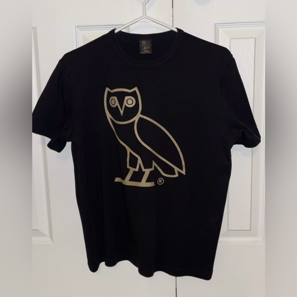 OVO Black Tee with Iconic Gold Owl Graphic - Drake’s Brand - Medium